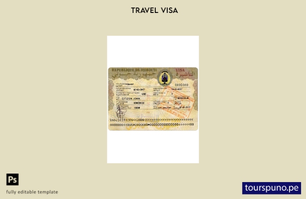 Plantilla de visa de viaje a Djibouti lista para imprimir
